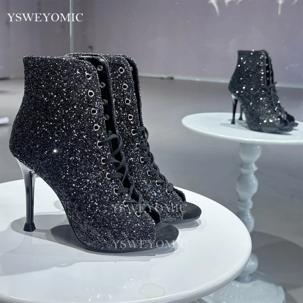 Chaussures de salsa femme paillettes — Zinaida - vue rapprochée