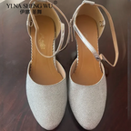 Chaussures de salsa femme argent — Antonio - vue rapprochée