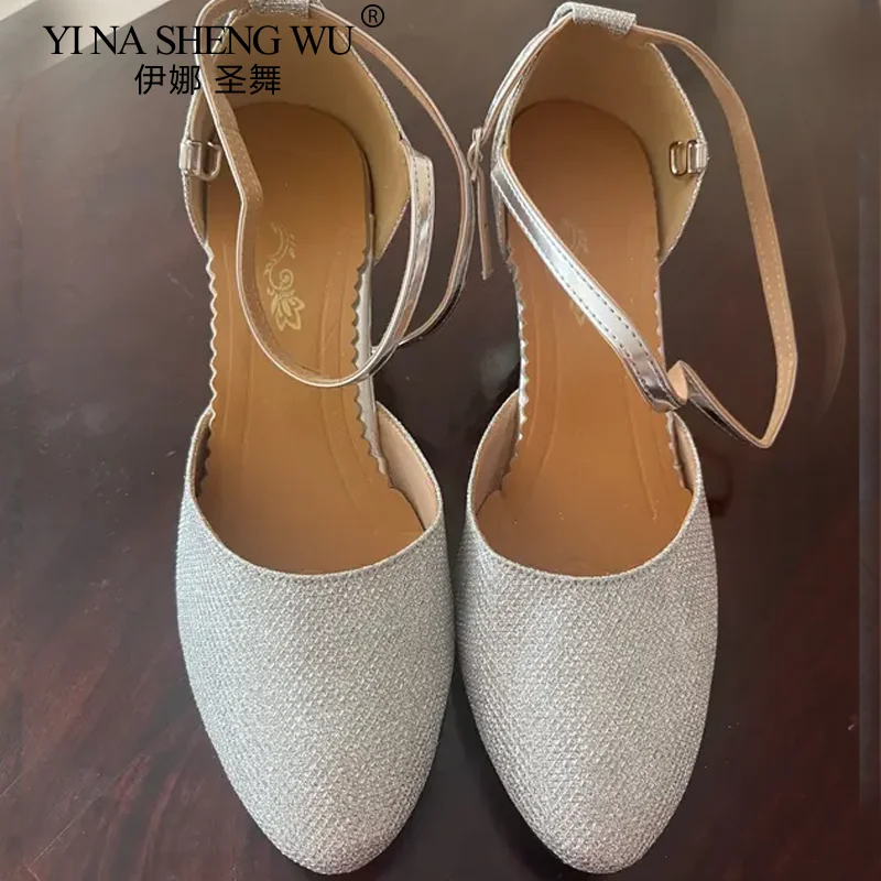 Chaussures de salsa femme argent — Antonio - vue rapprochée