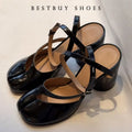 Chaussures de danse femme cuir verni noir — Allegra