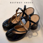 Chaussures de danse femme cuir verni noir — Allegra