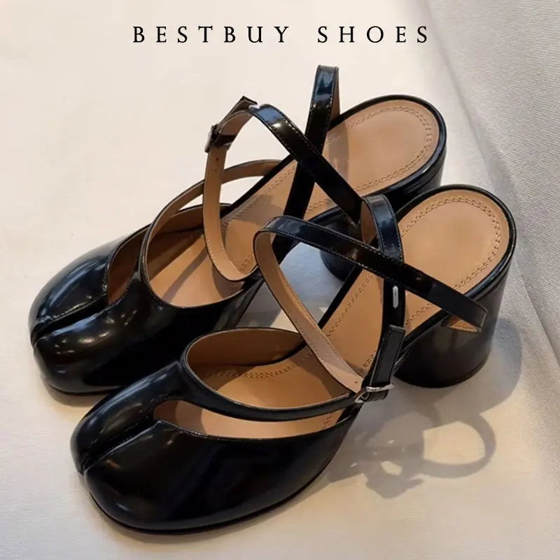 Chaussures de danse femme cuir verni noir — Allegra