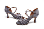 Souliers de danse latine femme premium gris — Maristella - vue rapprochée