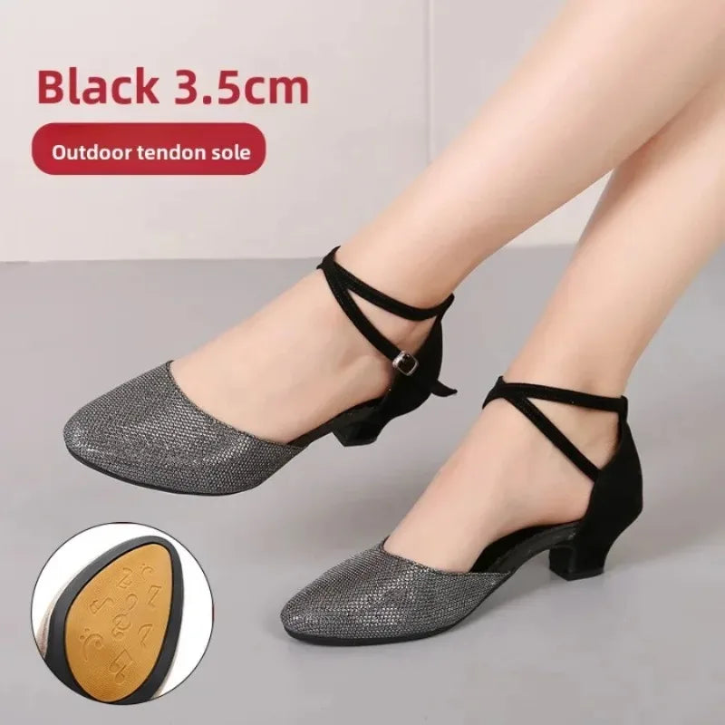 Chaussures de salsa femme paillettes — Presentacion - vue intérieure