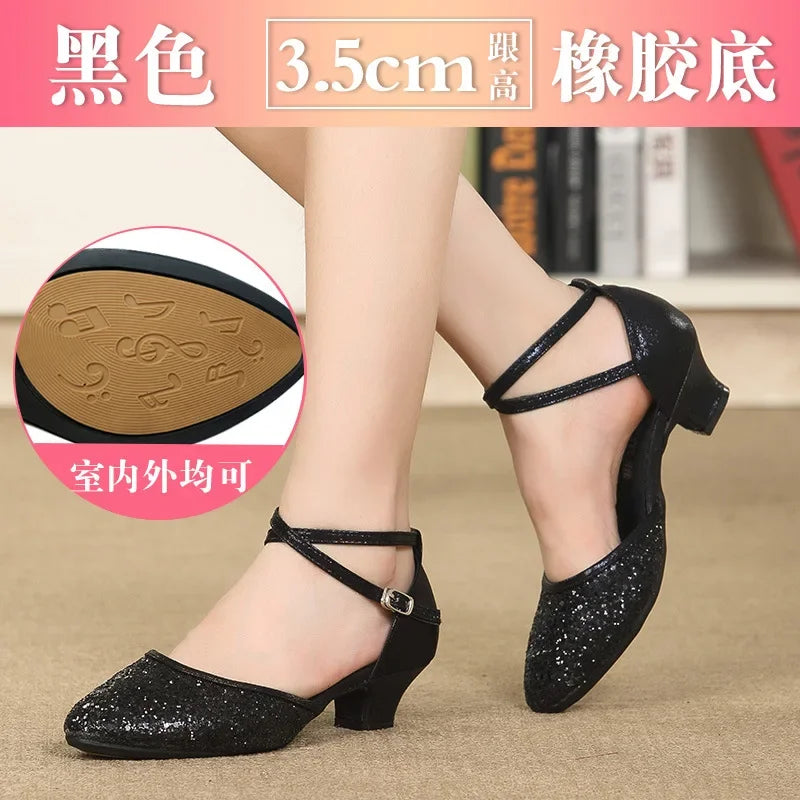 Chaussures de salsa femme paillettes — Coupé - vue dessus