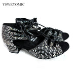 Souliers de danse latine femme strass 4cm square heel — Roza