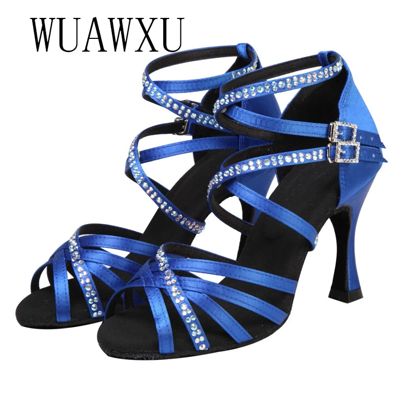 Souliers de danse latine femme satin — Motte - vue de profil
