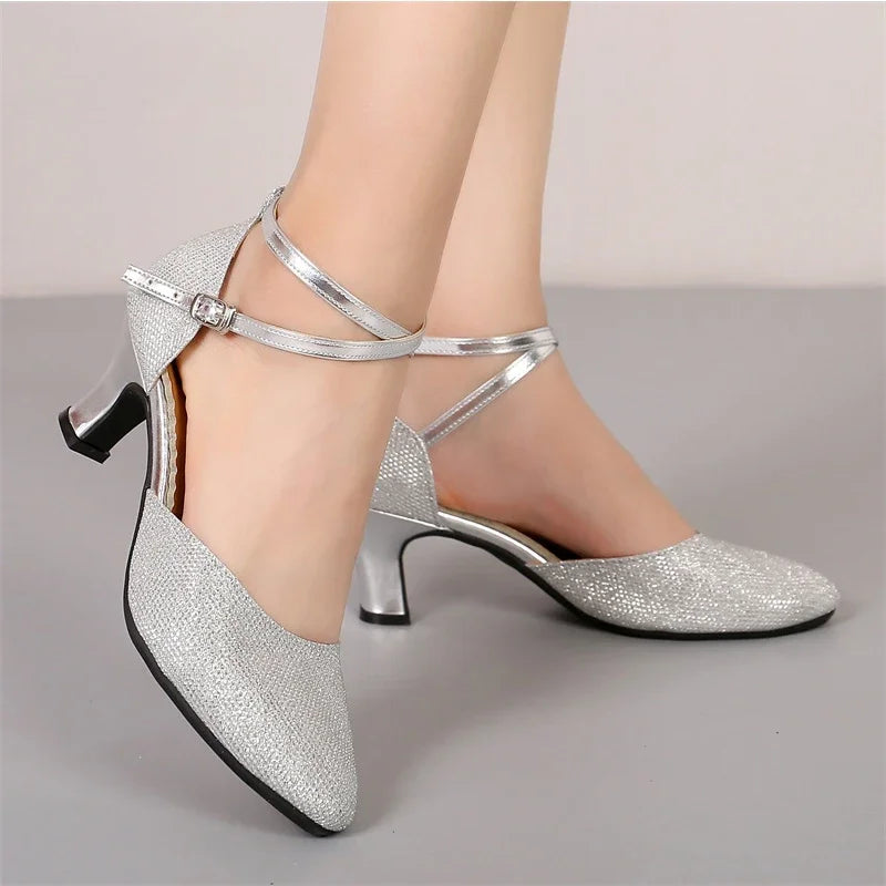 Chaussures de salsa femme paillettes — Karine - vue de profil