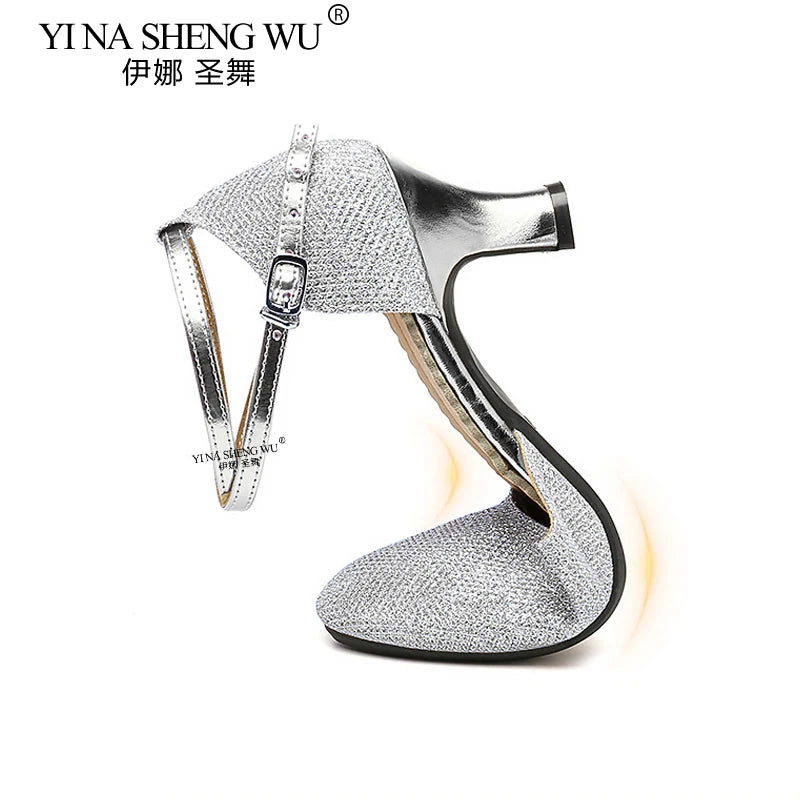 Chaussures de salsa femme argent — Antonio - vue de profil