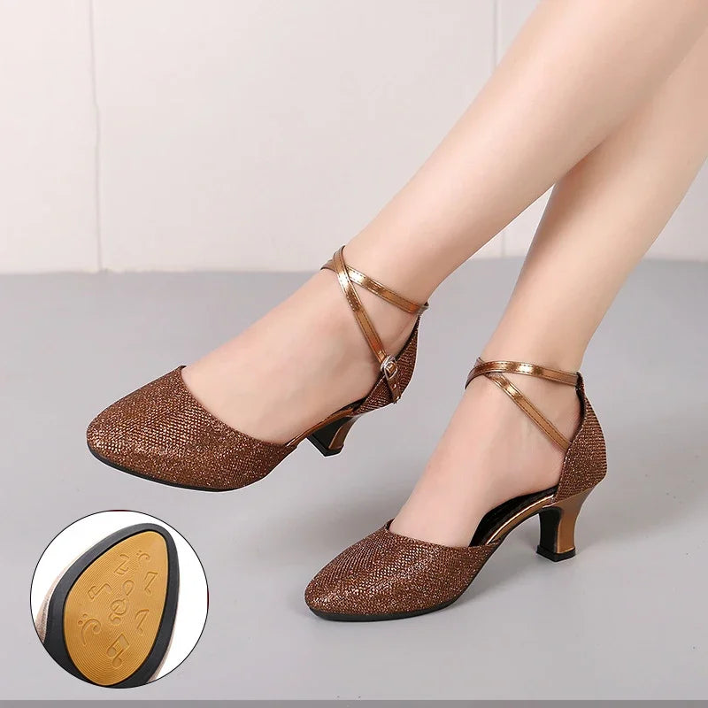 Chaussures de salsa femme paillettes — Karine - vue extérieure