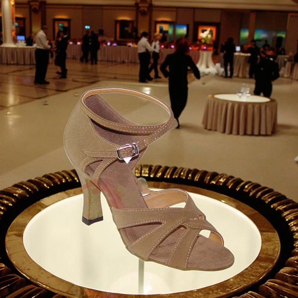 Chaussures de salsa femme daim — Gabrielle - vue de profil