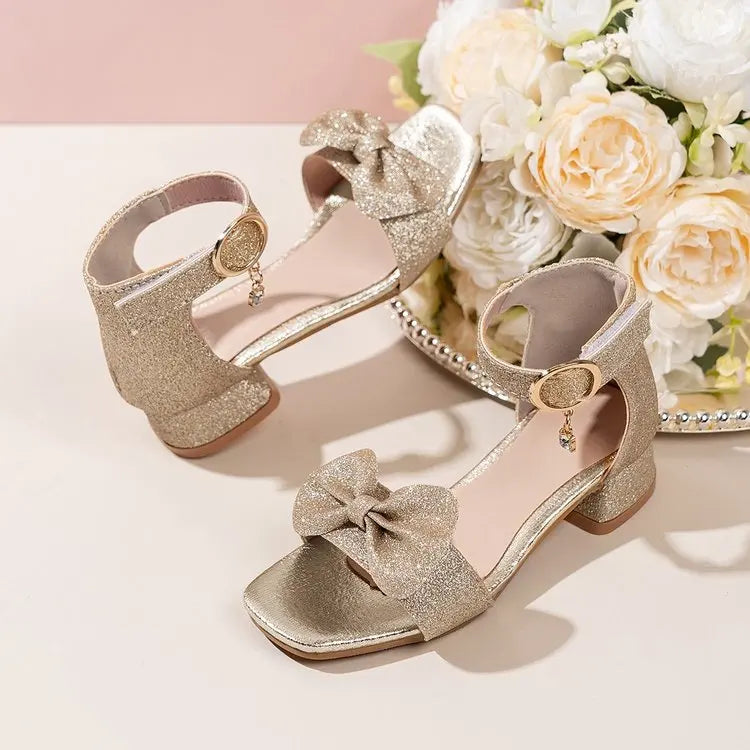 Chaussures de danse enfant paillettes doré — Impatiens - vue de profil