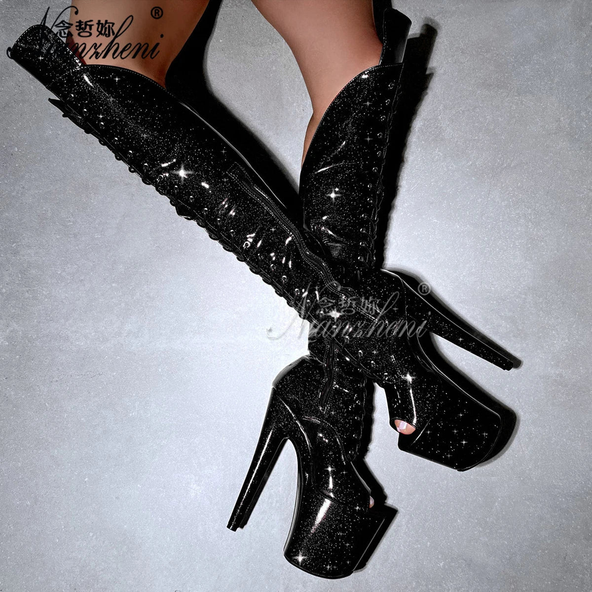 Escarpins de cabaret femme paillettes — Sauge - vue intérieure