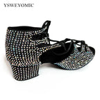 Souliers de danse latine femme strass 4cm square heel — Roza - détail