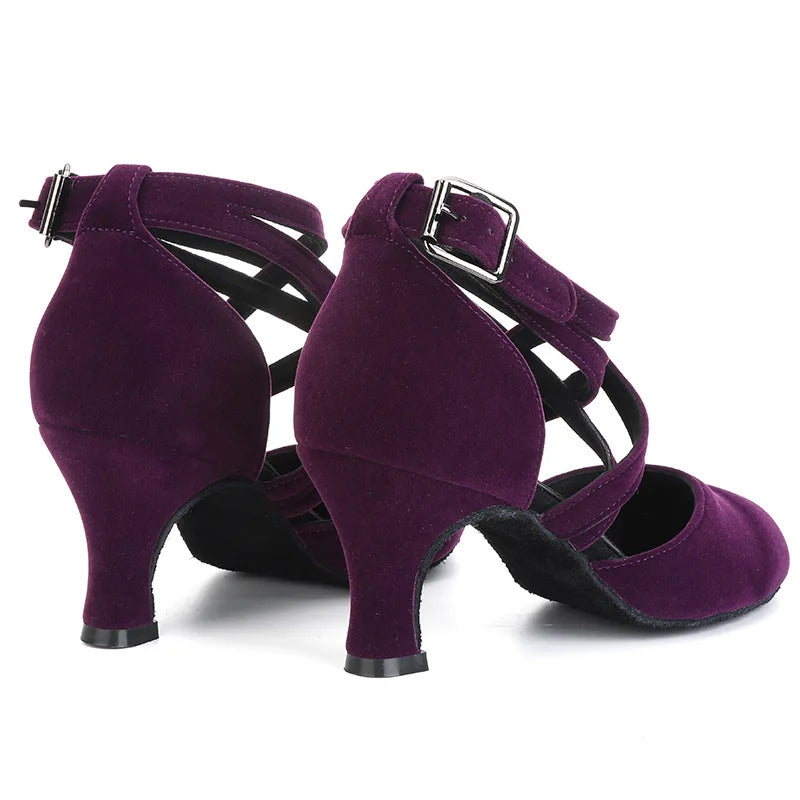 Chaussures de salsa femme daim — Livia - vue de profil