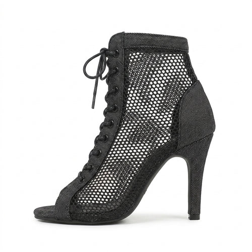 Bottines de danse kizomba femme en maille noire — Salomé