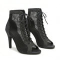 Bottines de danse Kizomba femme — mesh noir lacets — Salomé