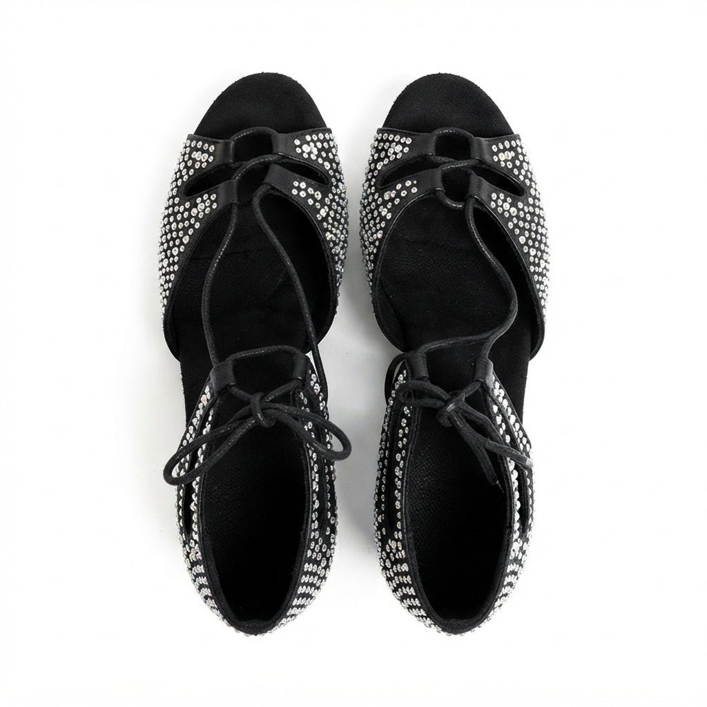 Souliers de danse latine femme en strass à talon carré 4 cm — Roza