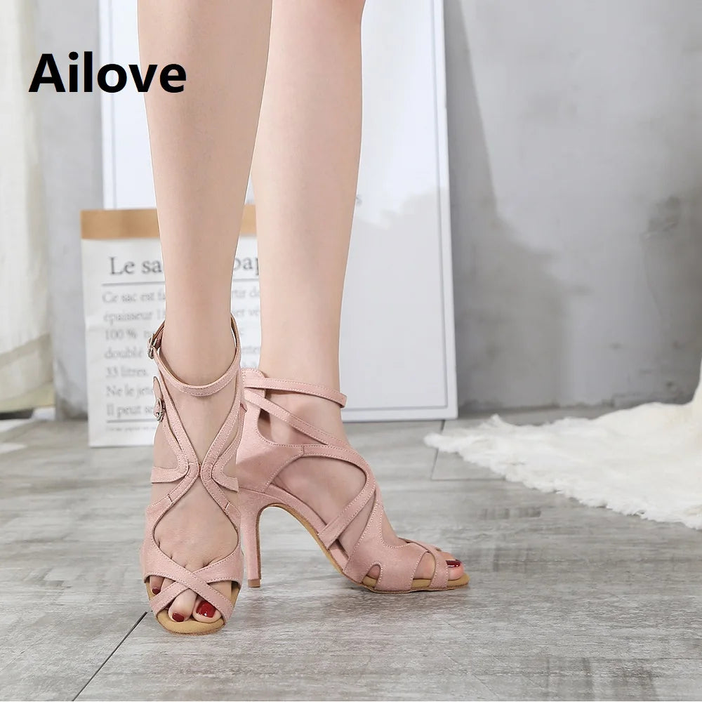 Chaussures de salsa femme daim — Étude - vue de profil