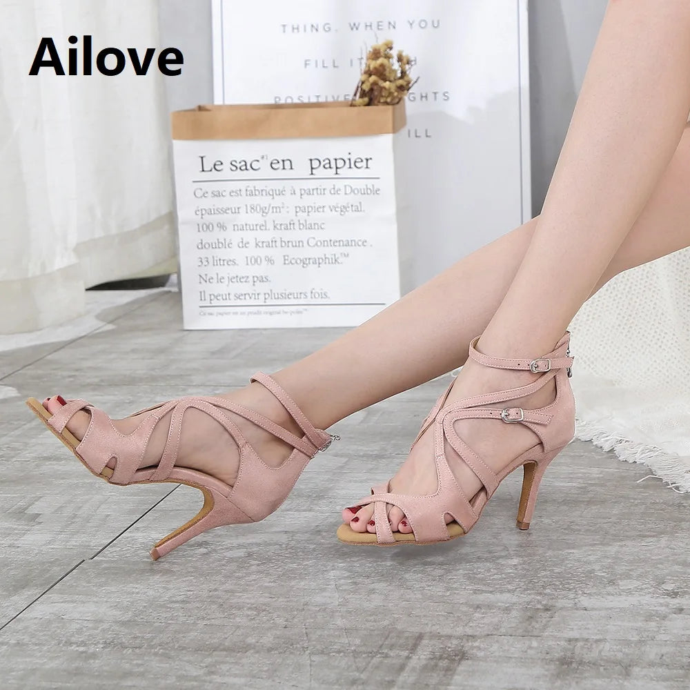 Chaussures de salsa femme daim — Étude - vue rapprochée